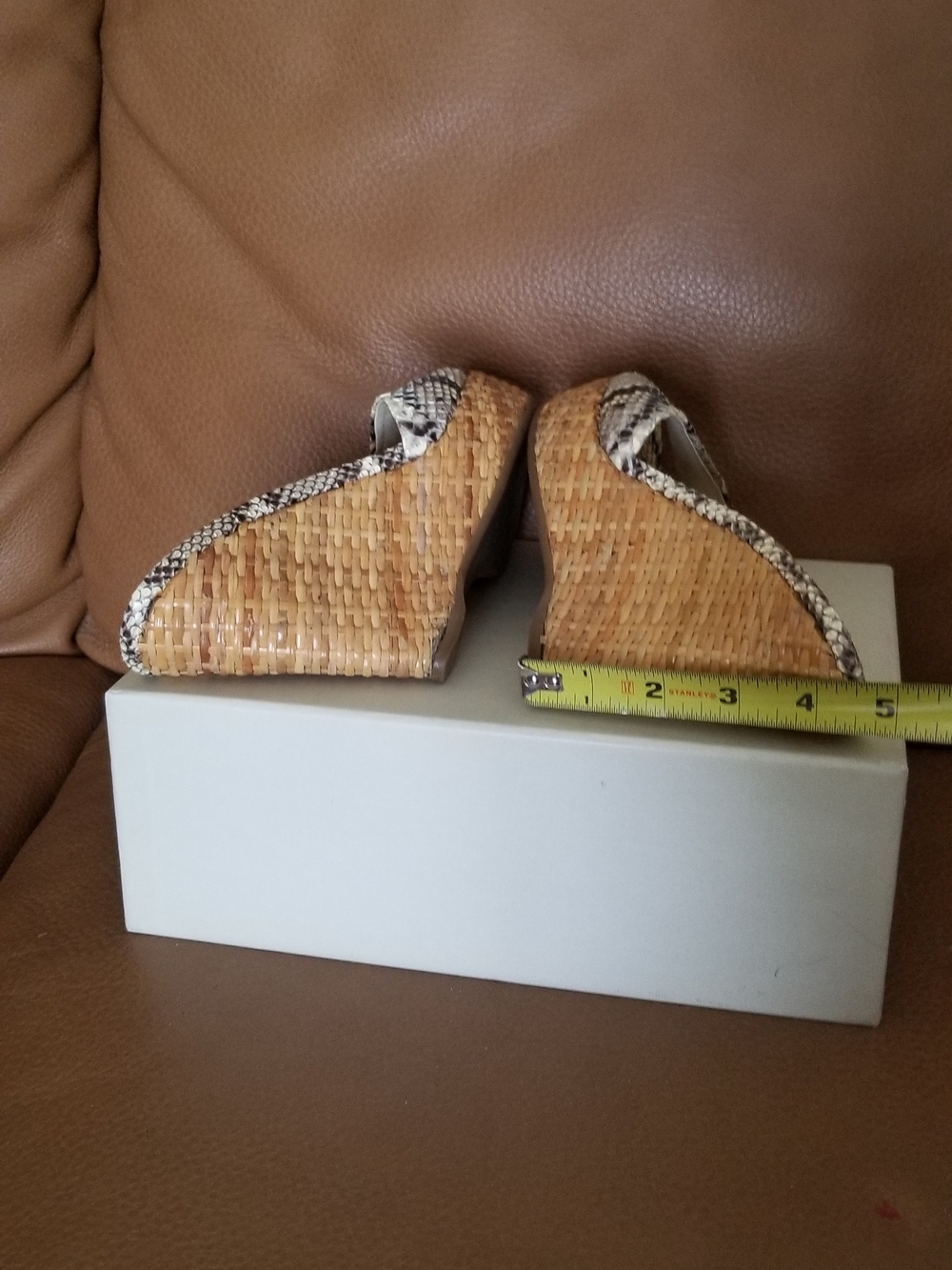 Prada Snake-Print Woven Platform Slide Sandals - White/Brown - Picture 6 of 8